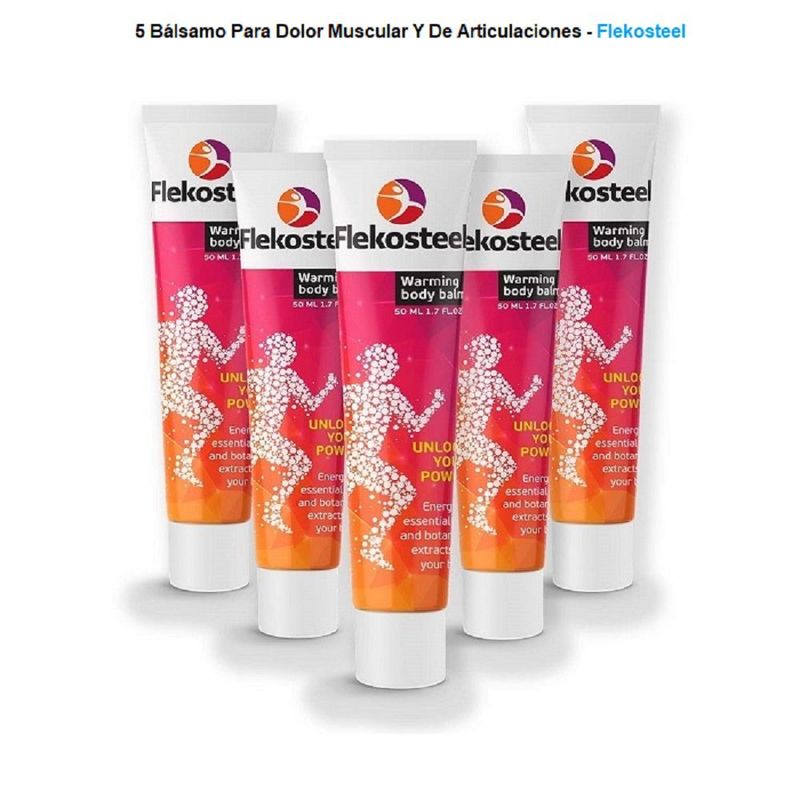 GENERICO - 5 Flekosteel Balsamo Para Dolor Muscular Y De Articulaciones