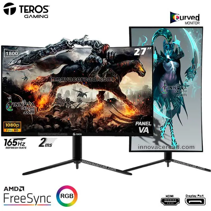 TEROS - Monitor Teros Curvo 27 Full HD, 165hz, AMD FreeSync, Pivot, HDMI, DP