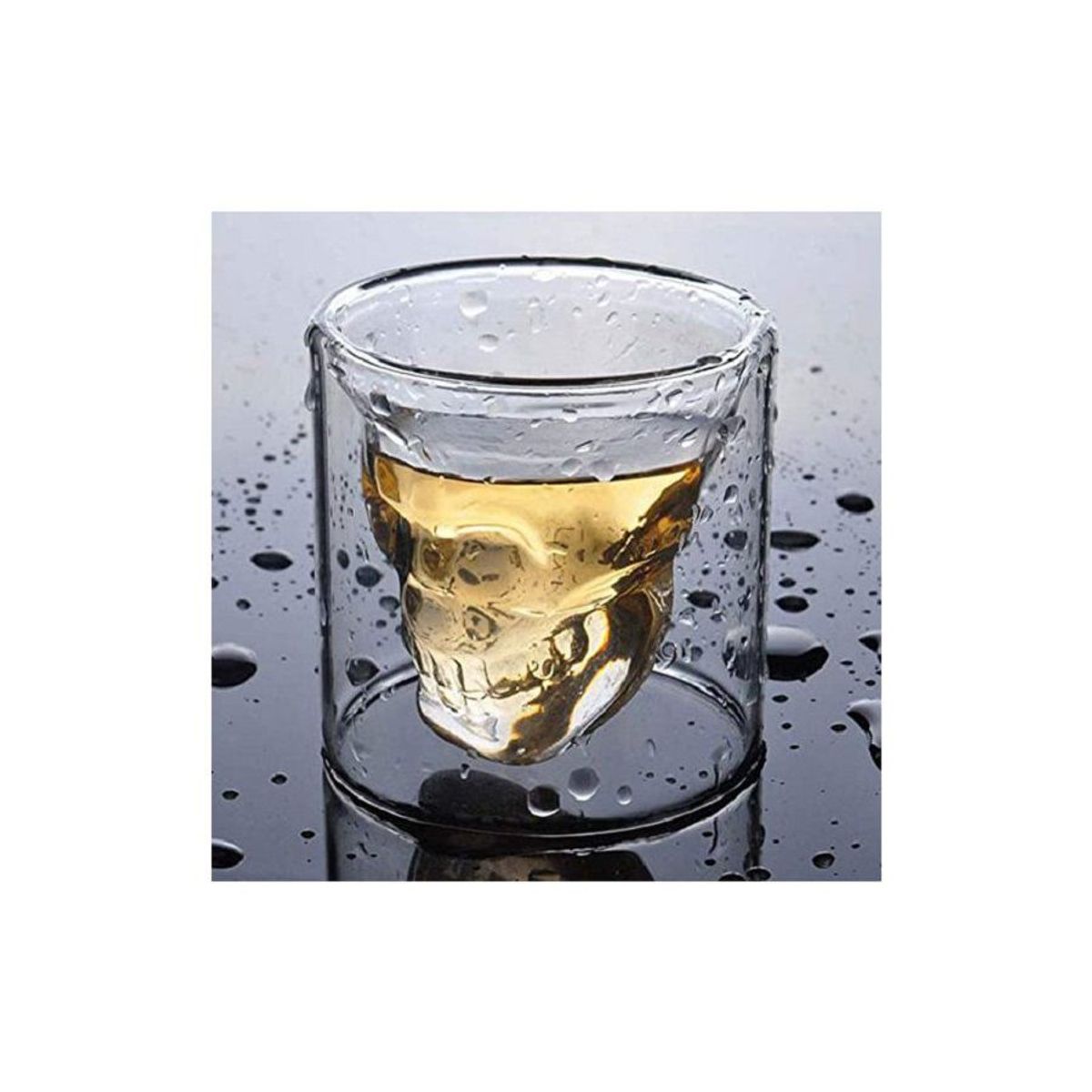 GENERICO - Vaso de Vidrio con Diseño de Cráneo para Whisky Vinos y mas