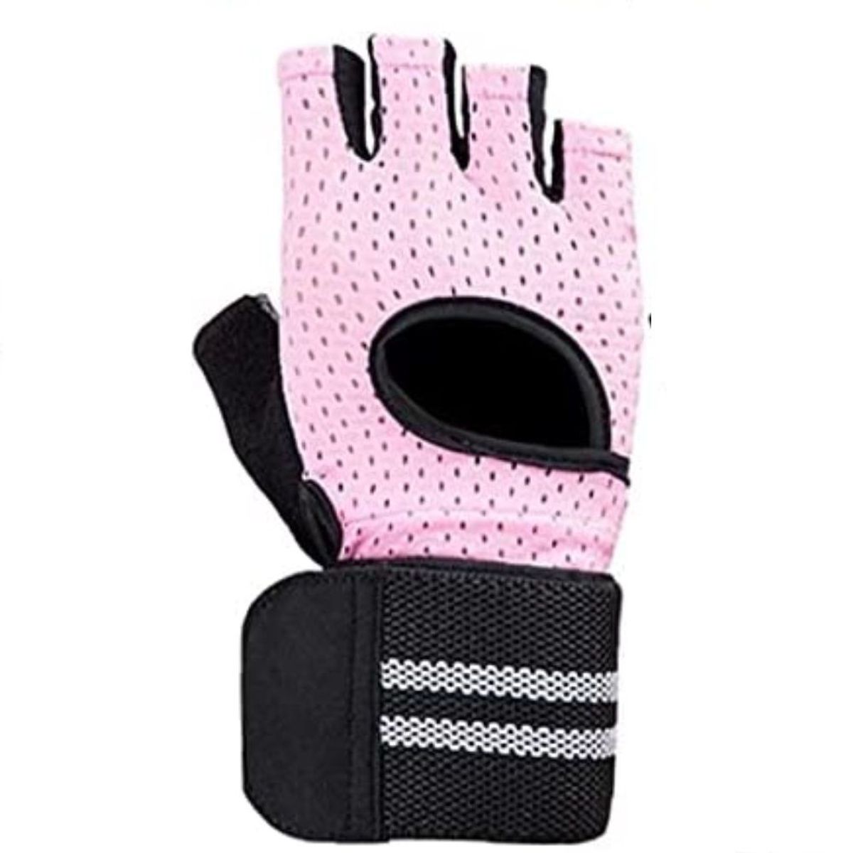 GENERICO - Guantes Deportivos para Pesas gym con Muñequera Talla M Rosado