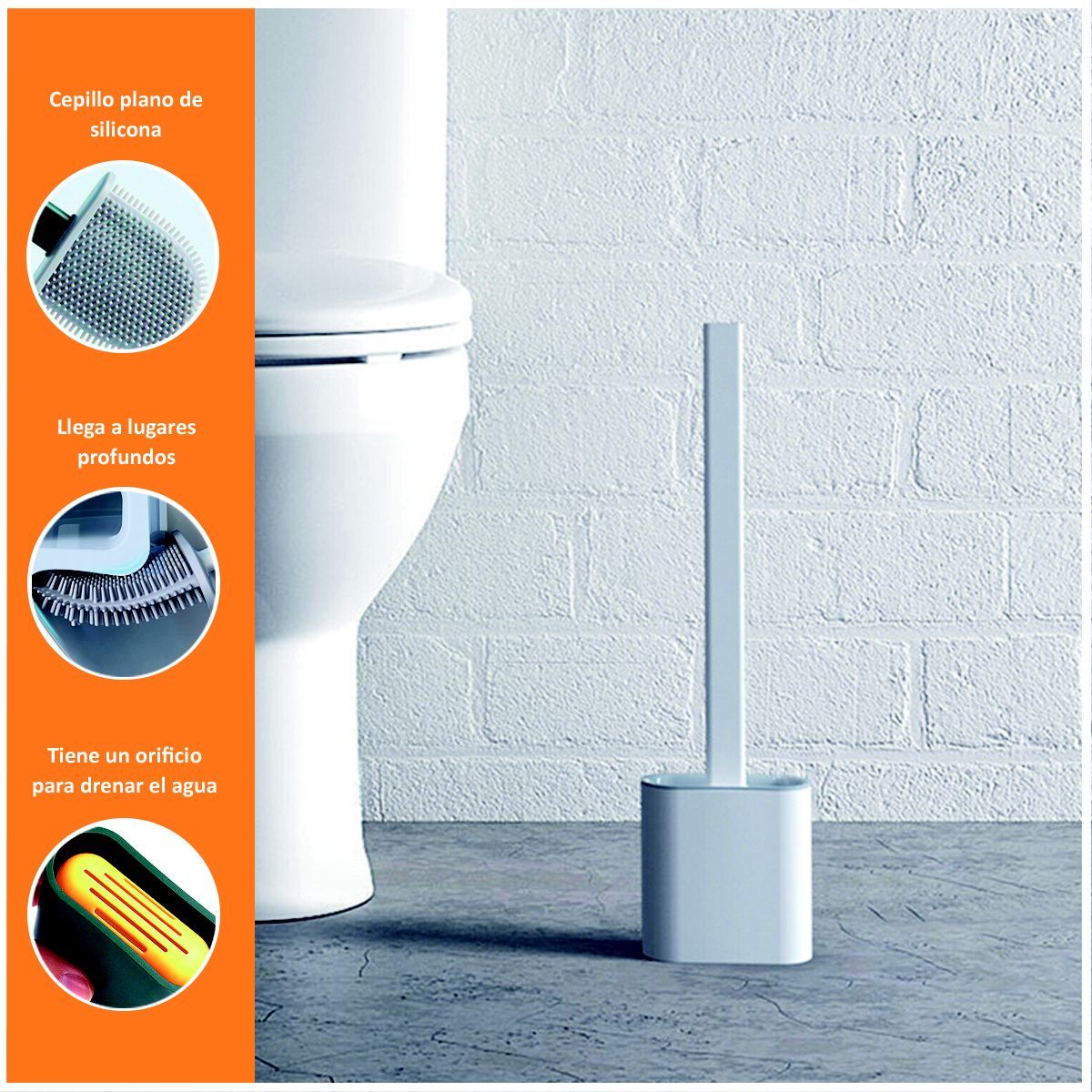GENERICO - Cepillo de Limpieza para Inodoro Blanco