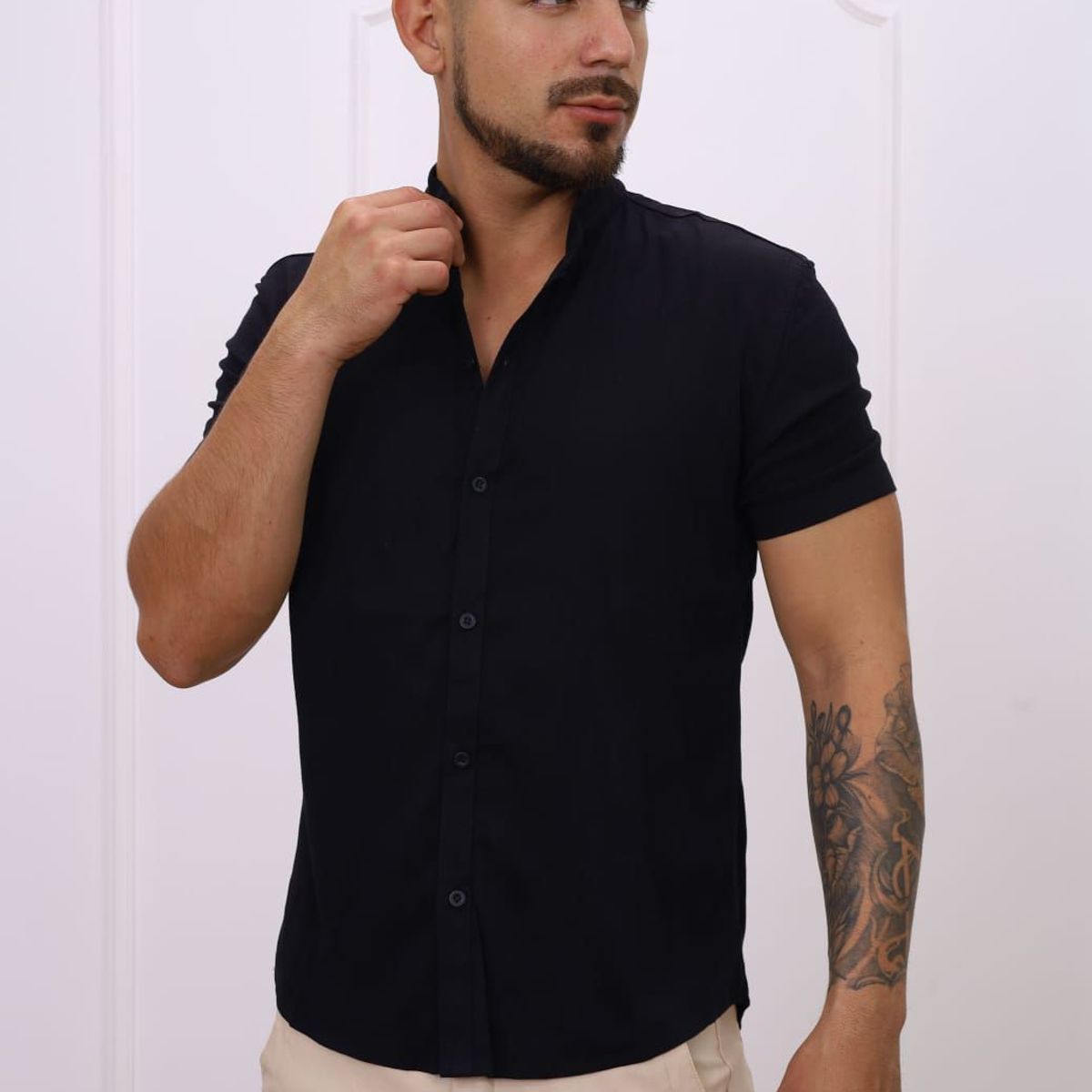 DM DEXMEN - Camisa dexmen neru lino negro