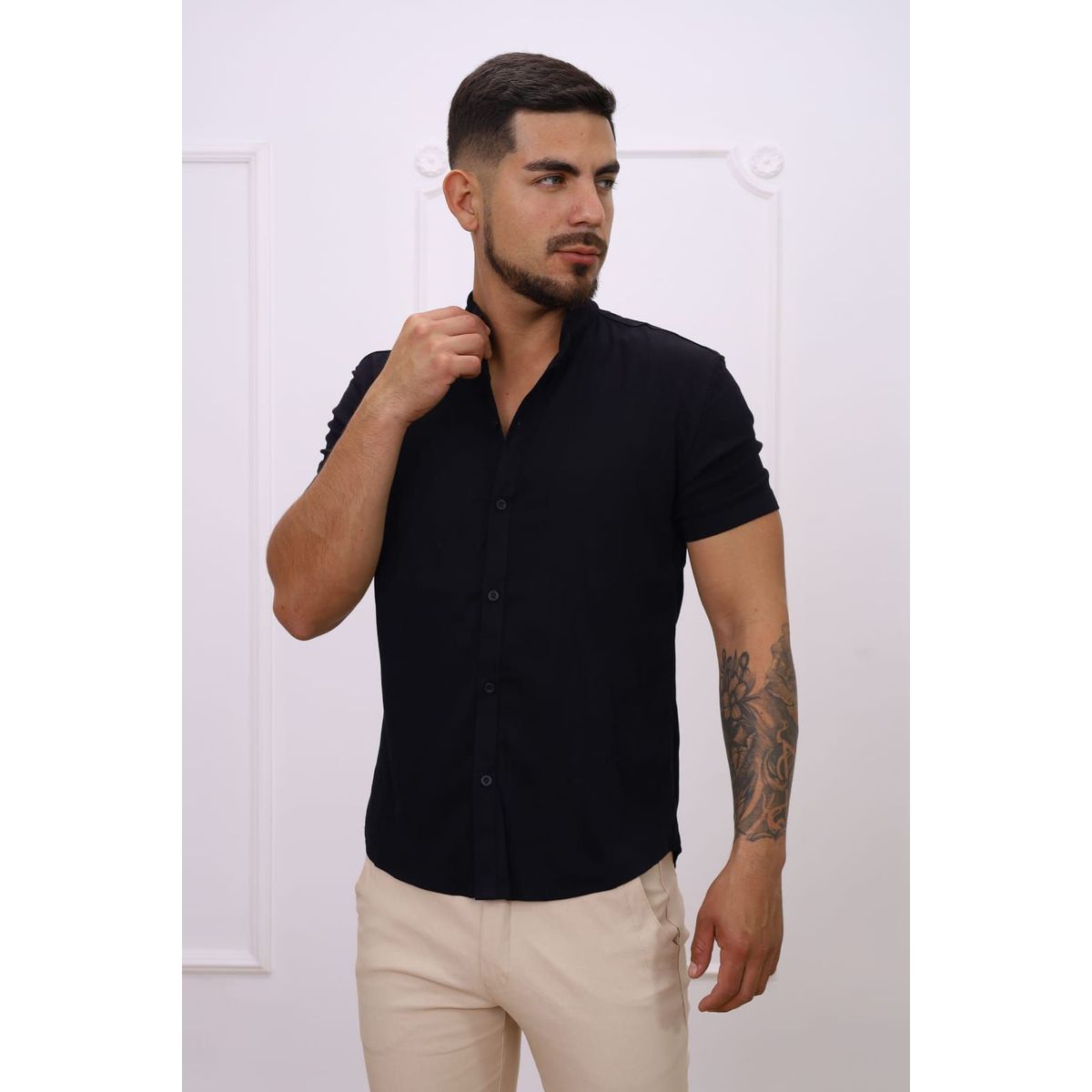 DM DEXMEN - Camisa dexmen neru lino negro