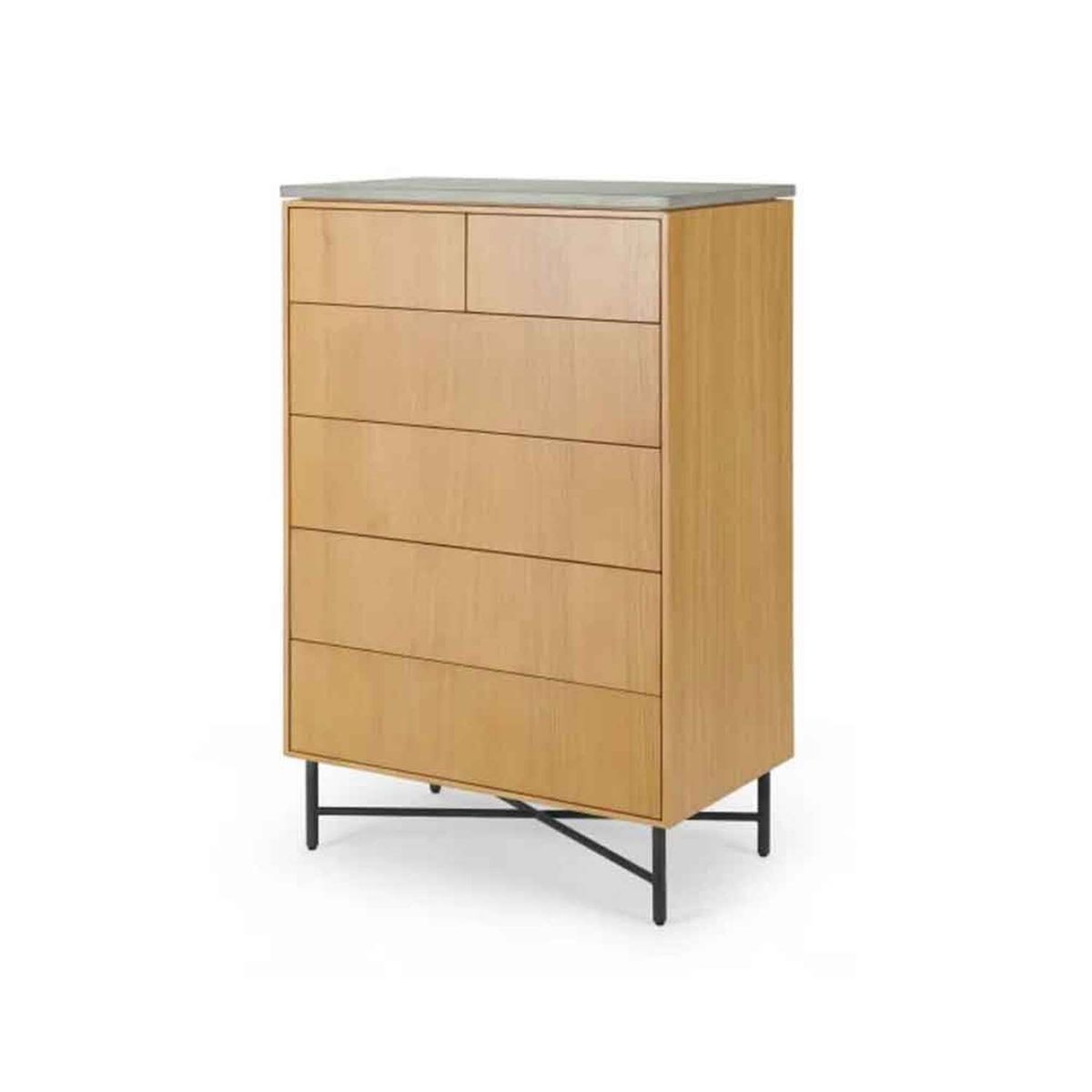 YOLODECORO - Cómoda Alta 6 Cajones Dara Roble