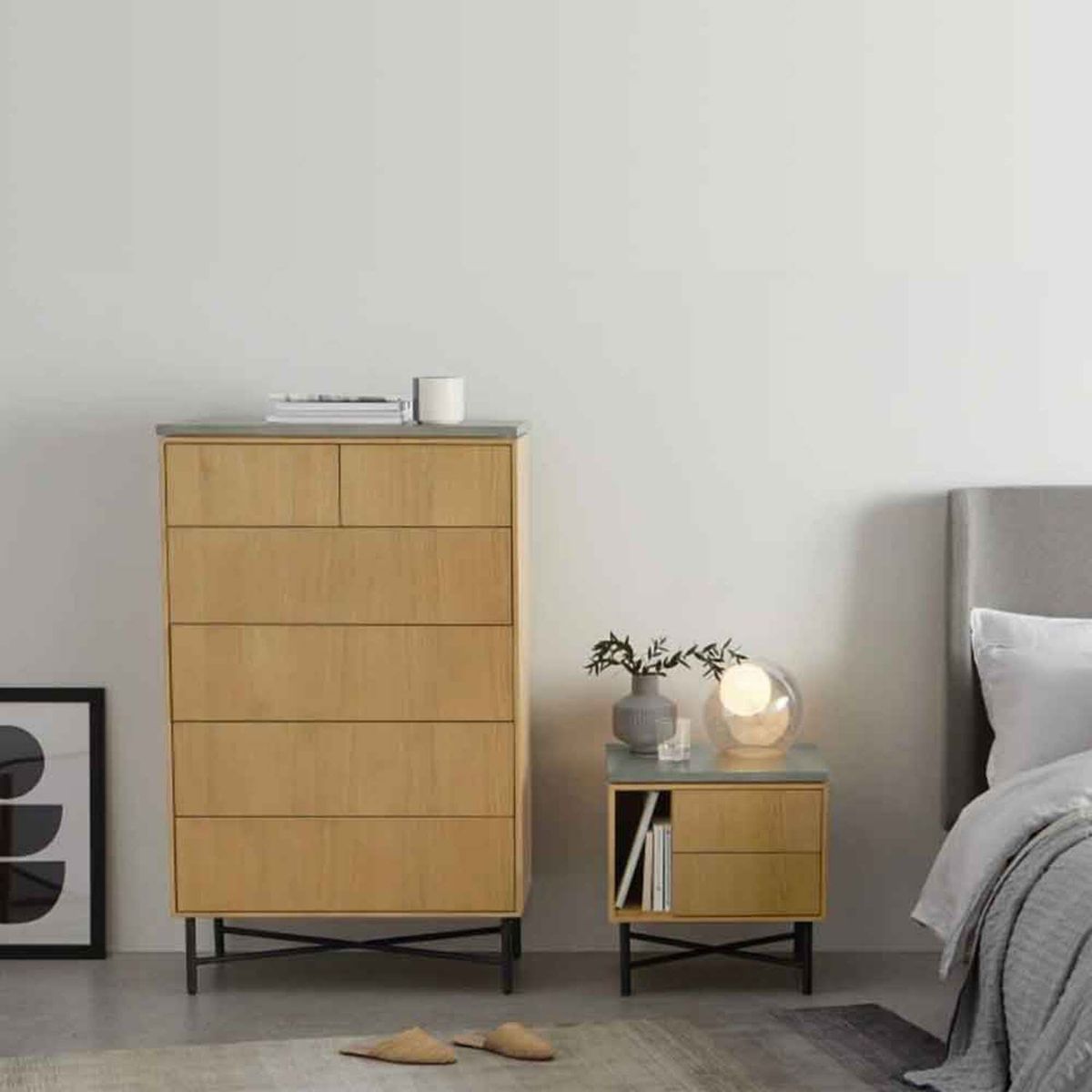 YOLODECORO - Cómoda Alta 6 Cajones Dara Roble