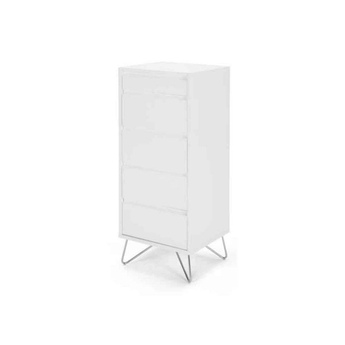 YOLODECORO - Cómoda Tocador 5 Cajones Elona Blanco Brillante