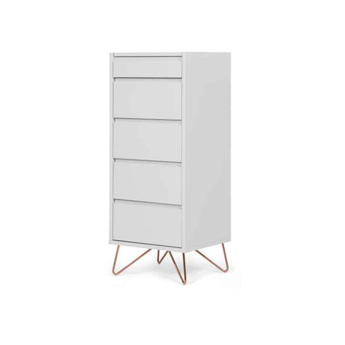YOLODECORO - Cómoda Tocador 5 Cajones Elona Gris y Cobre