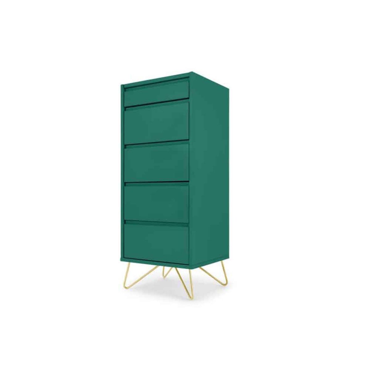 YOLODECORO - Cómoda Tocador 5 Cajones Elona Verde Inglés