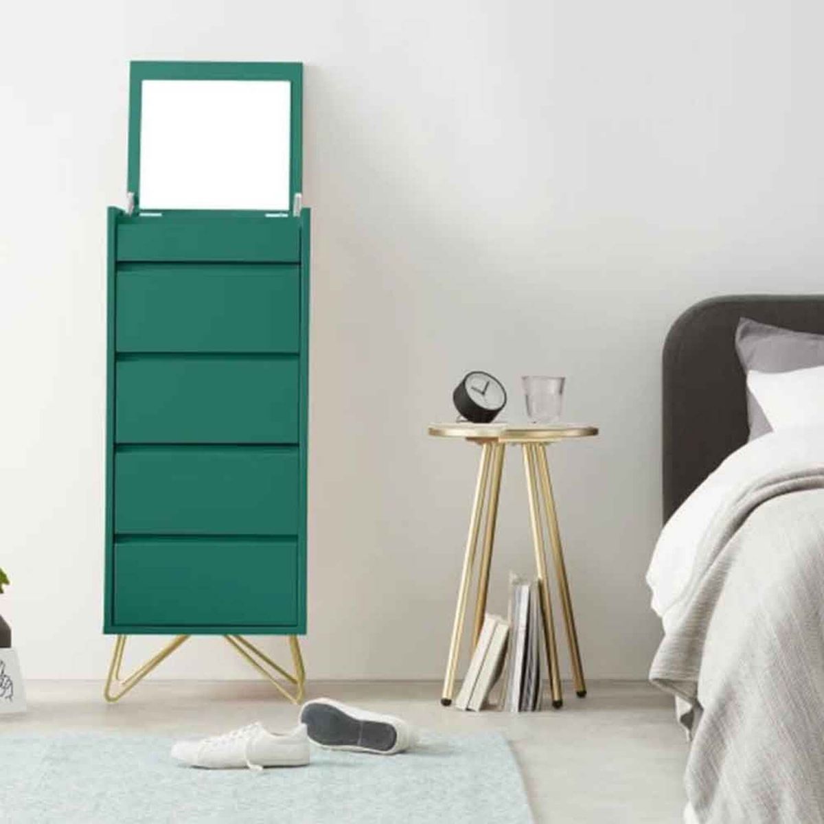 YOLODECORO - Cómoda Tocador 5 Cajones Elona Verde Inglés