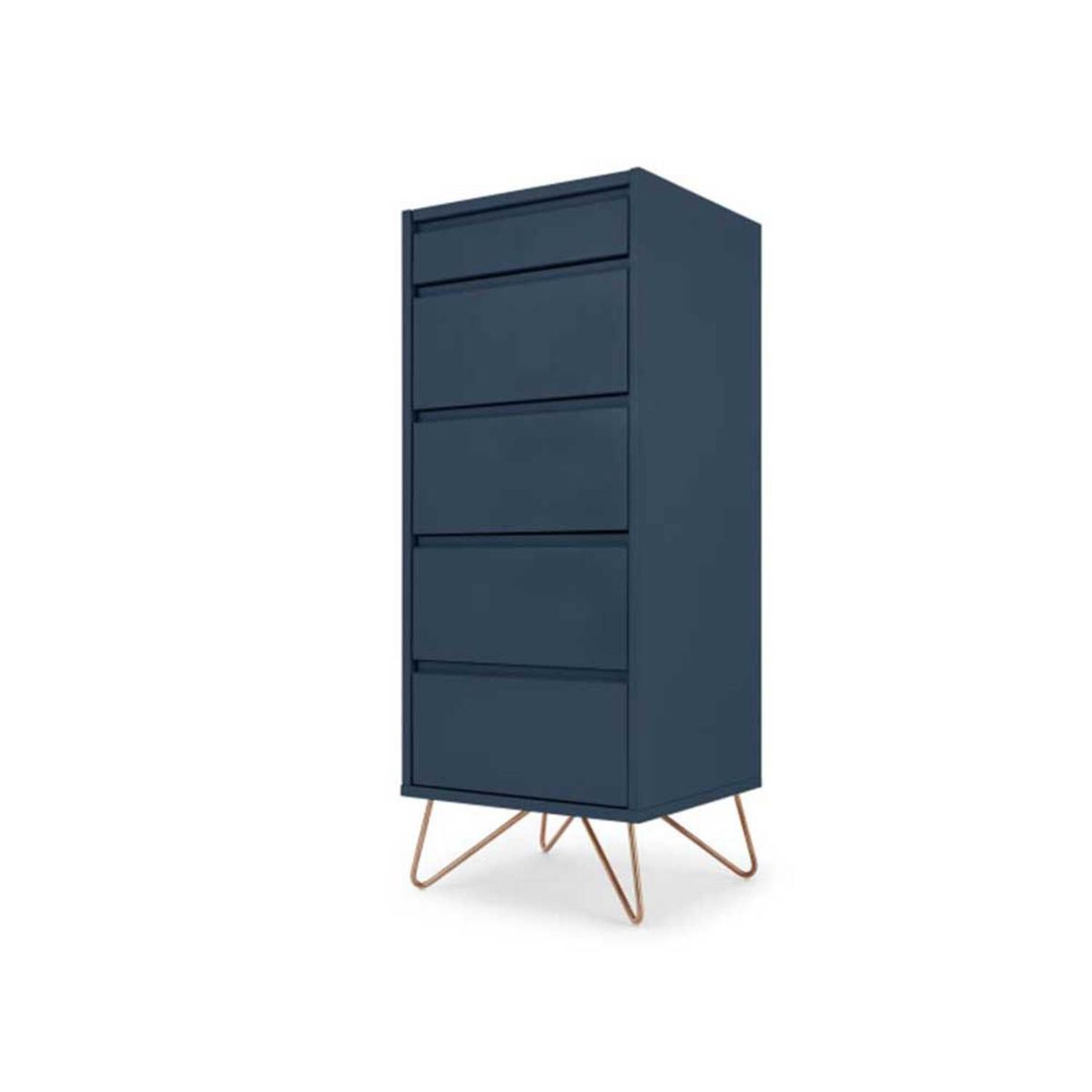 YOLODECORO - Cómoda Tocador 5 Cajones Elona Azul Oscuro