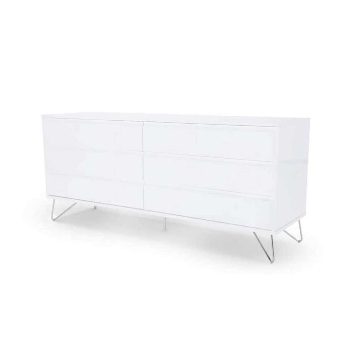 YOLODECORO - Cómoda Ancha 6 Cajones Elona Blanco Brillante