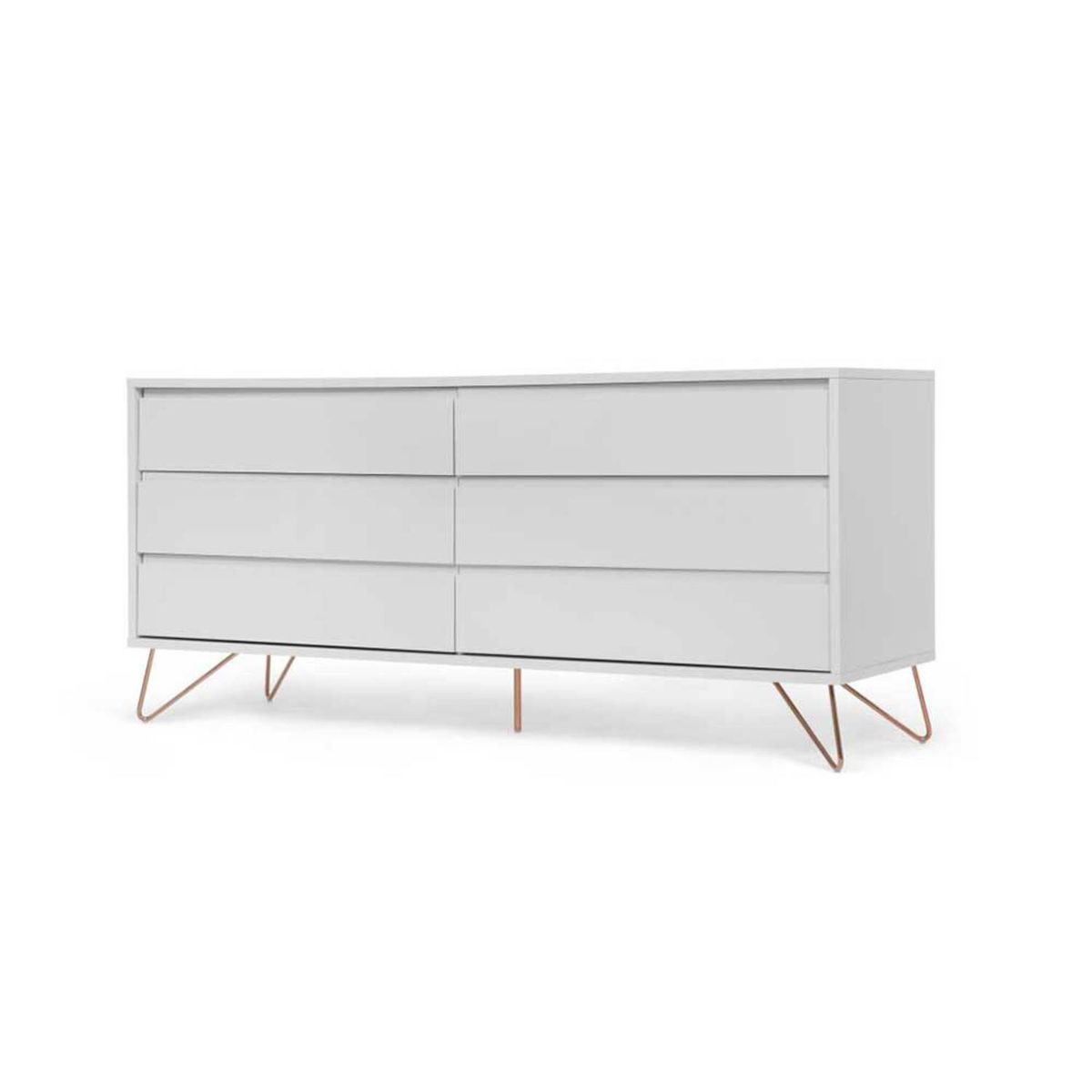 YOLODECORO - Cómoda Ancha 6 Cajones Elona Gris y Cobre