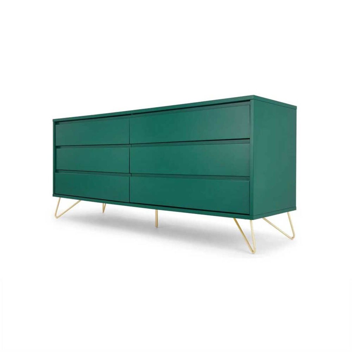 YOLODECORO - Cómoda Ancha 6 Cajones Elona Verde Inglés