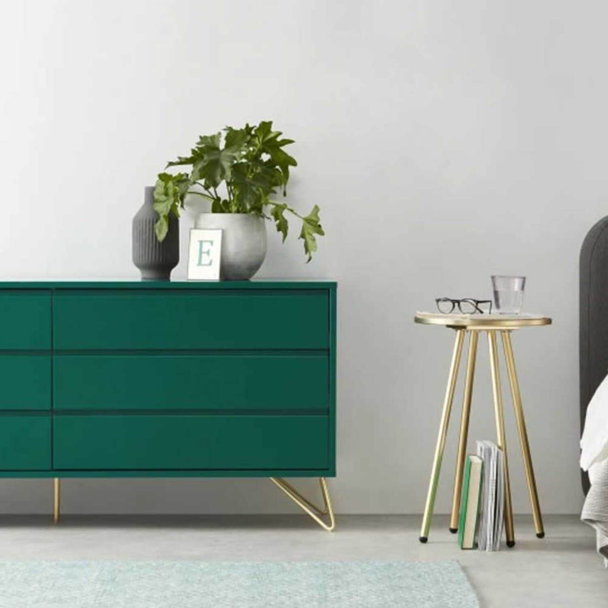YOLODECORO - Cómoda Ancha 6 Cajones Elona Verde Inglés