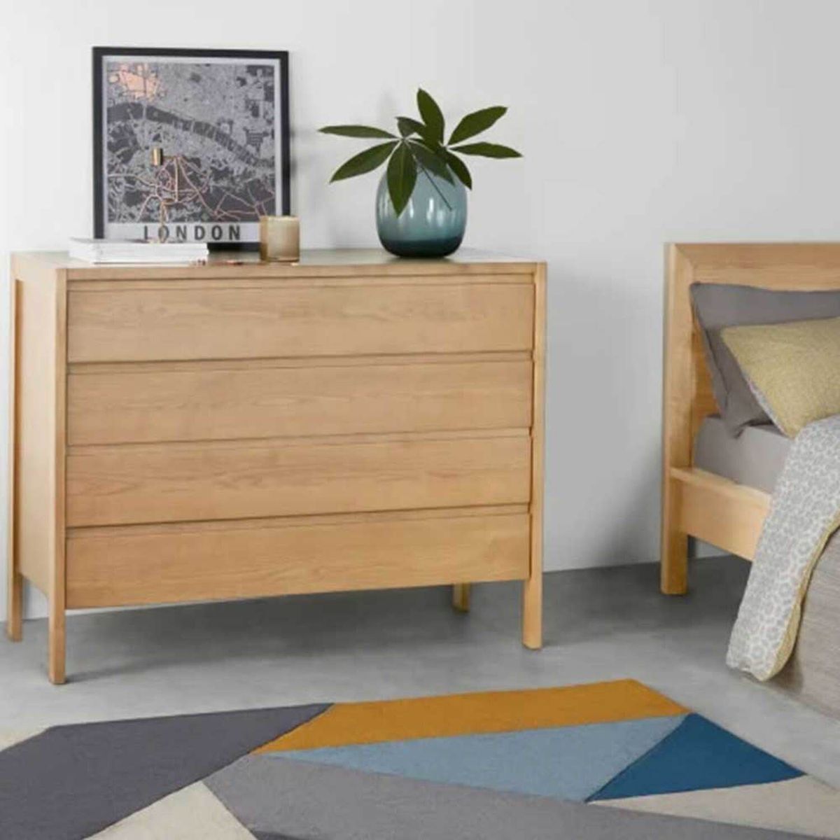 YOLODECORO - Cómoda 4 Cajones Ledger Roble