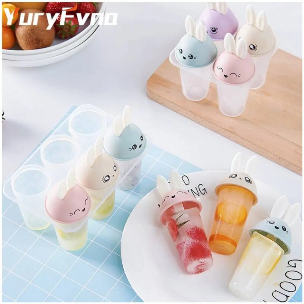 GENERICO - Set x 6 Moldes para Chupetes Helados Paleta Chupetera Kawaii