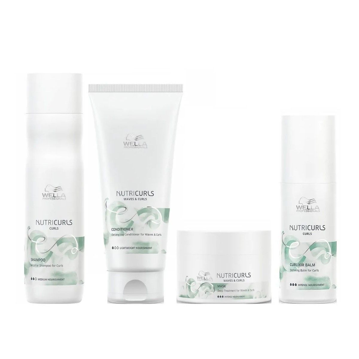 WELLA - Shampoo Rizos 250ml + Conditioner + Mask + Balsamo  Wella Nutricurls