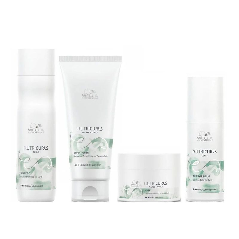 WELLA - Shampoo Rizos 250ml + Conditioner + Mask + Balsamo  Wella Nutricurls