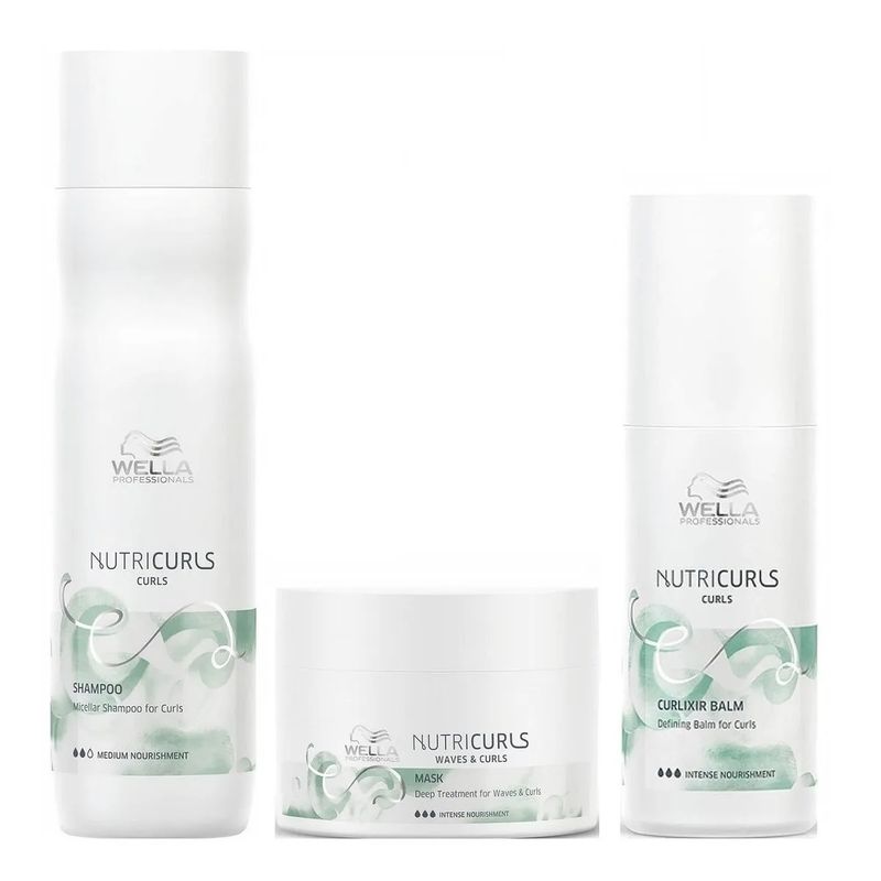 WELLA - Shampoo Para rizos 250ml+ Mascarilla+ Balsamo Wella Nutricurls