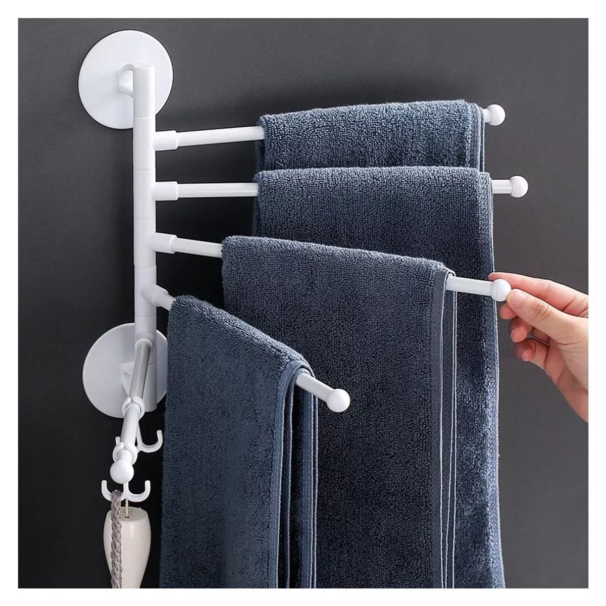 GENERICO - Colgador de toallas de 5 niveles giratorio adhesivo