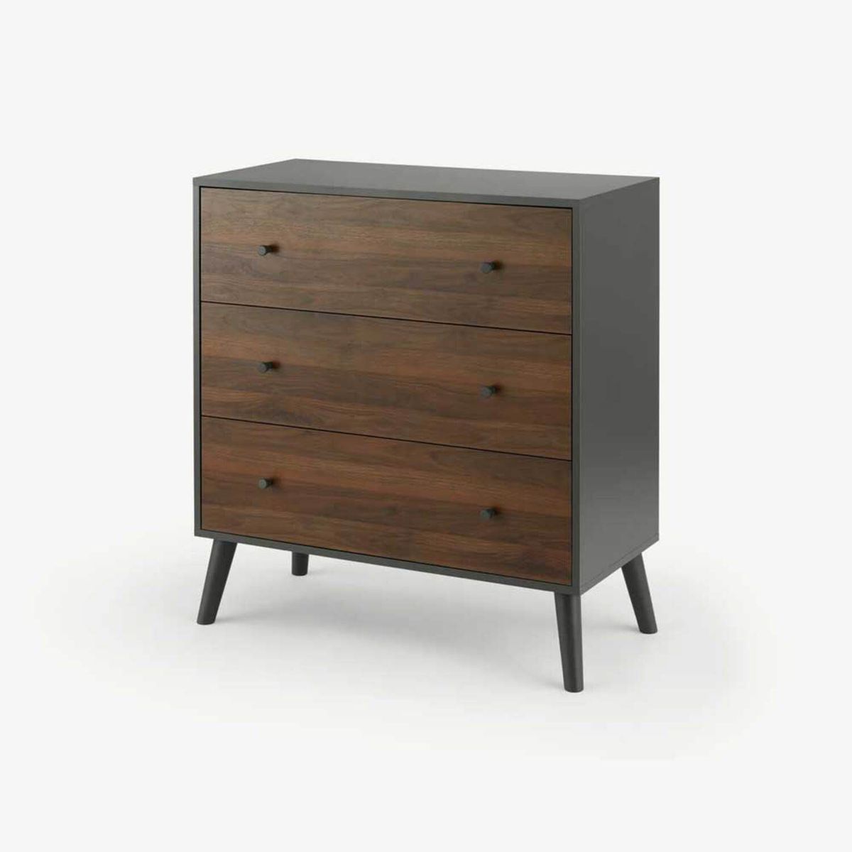YOLODECORO - Cómoda 3 Cajones Larsen Nogal y Gris