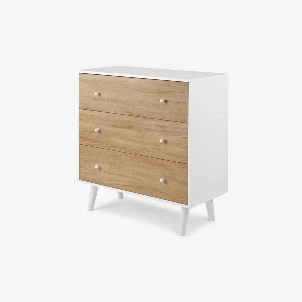 YOLODECORO - Cómoda 3 Cajones Larsen Roble y Blanco