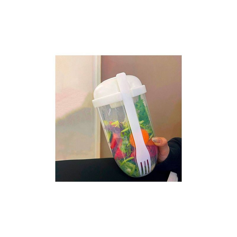 GENERICO - Contenedor para Ensalada con Pote para Aliño y Tenedor