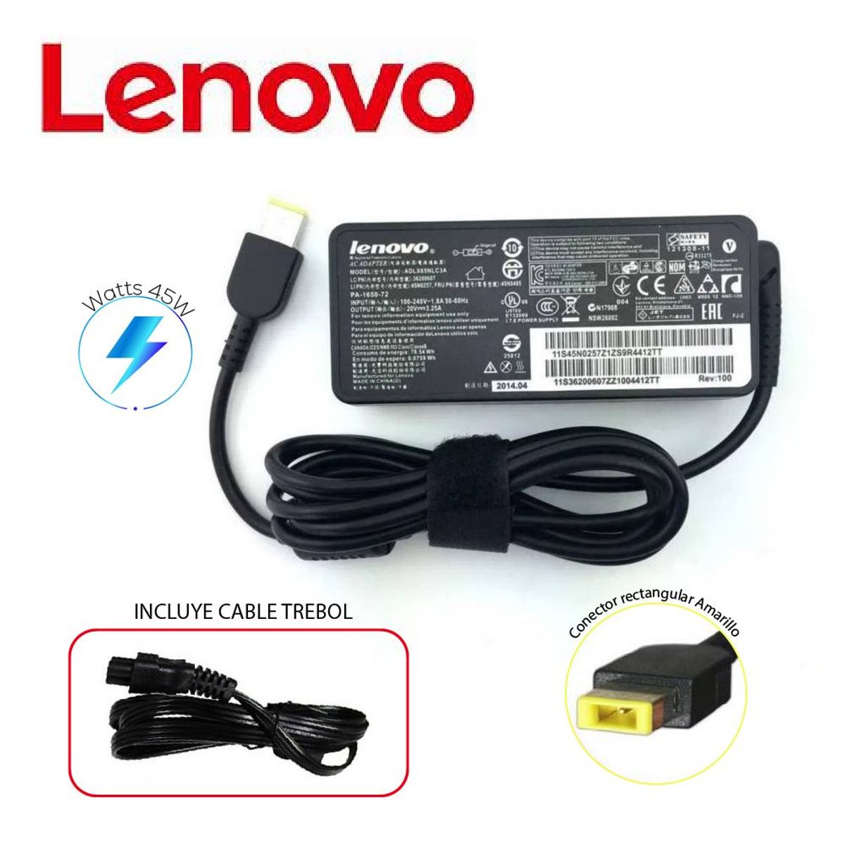 GENERICO - Cargador Genérico Lenovo Tipo USB 20v 2-25A 45W