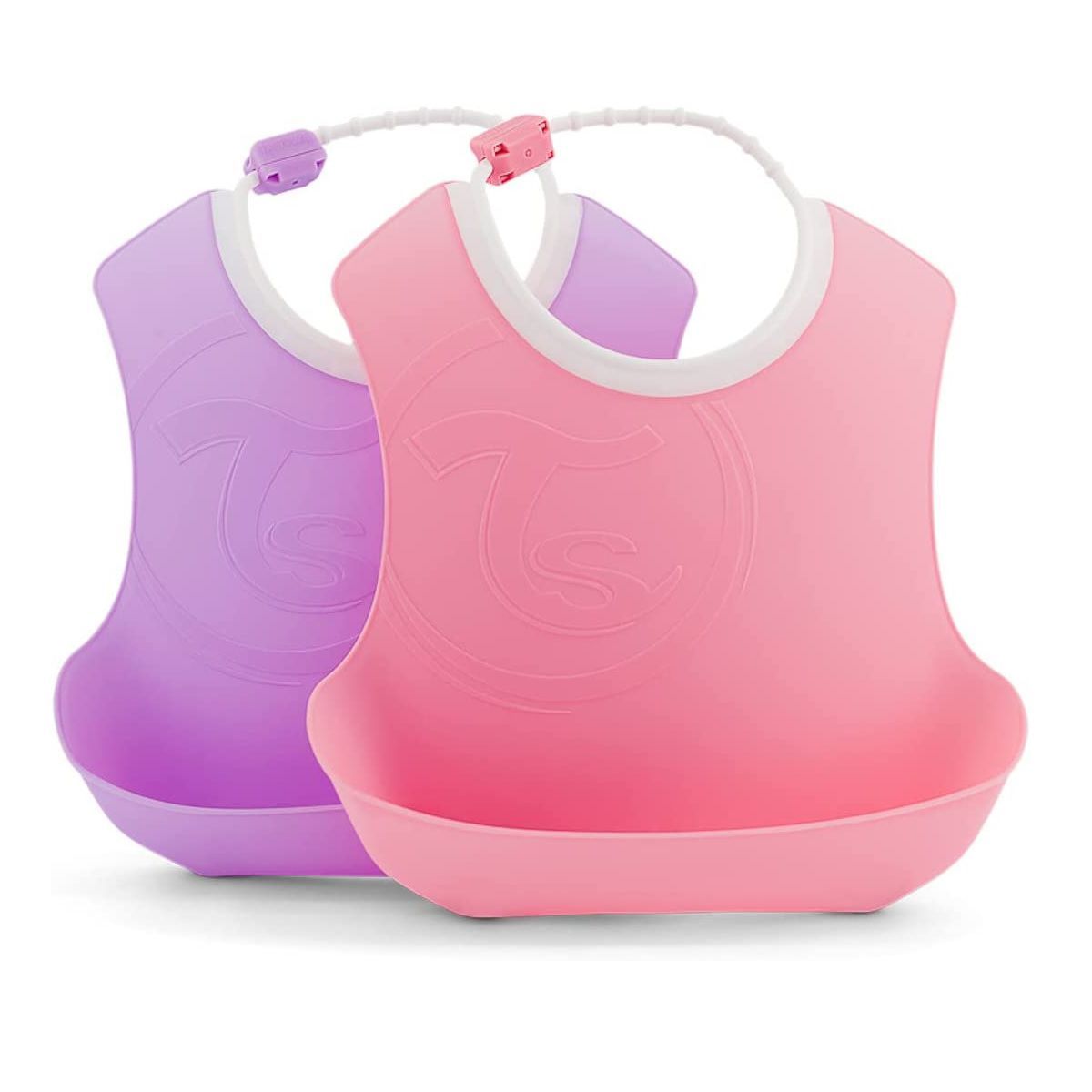 TWISTSHAKE - Babero de Silicona Pack 2 unid. Impermeables Reutilizables para niña