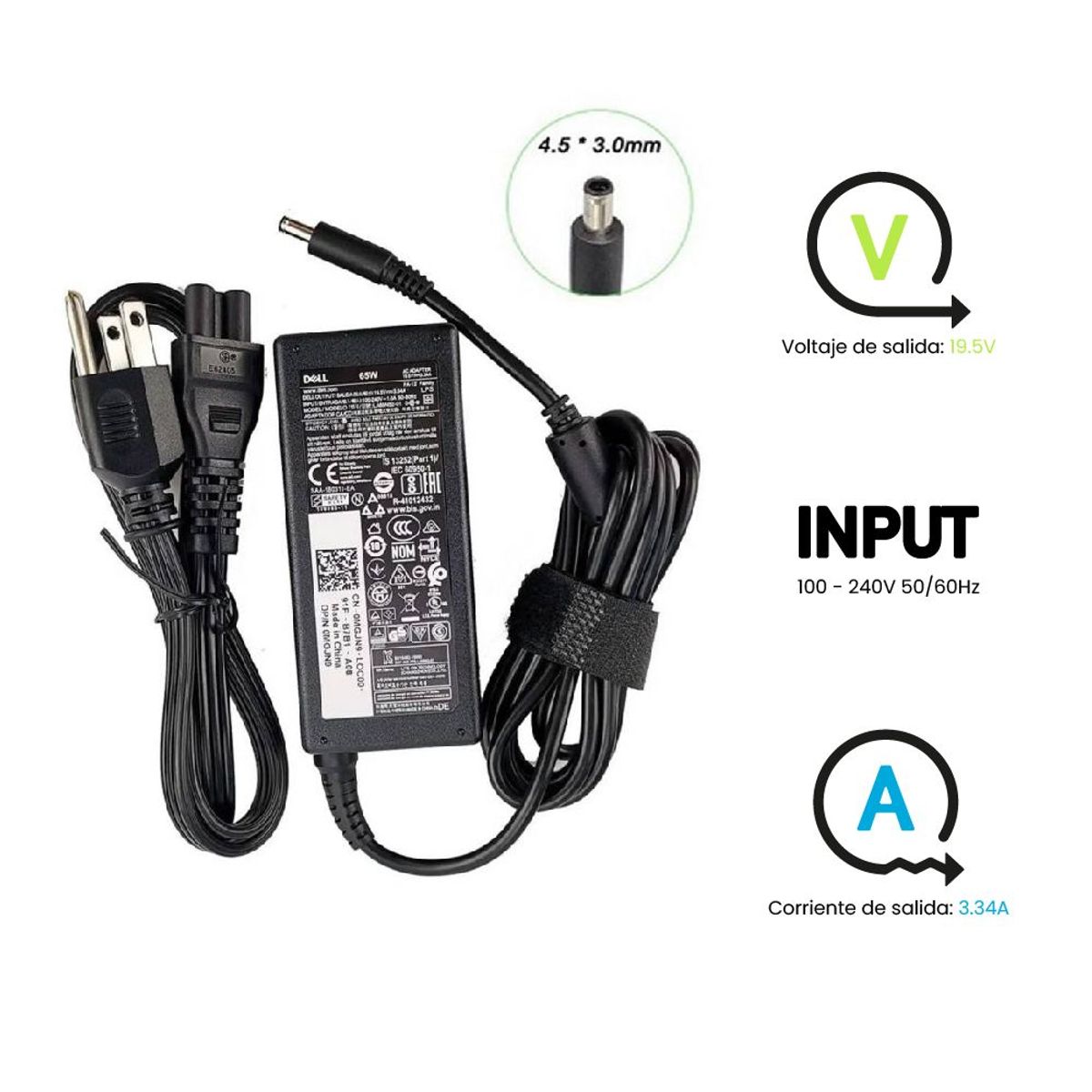 GENERICO - Cargador Genérico Dell Punta Delgada 19-5V 3-34A 4-5x3-0mm 65W