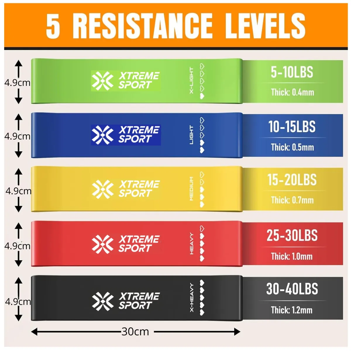XTREME SPORT - Setx5 bandas ligas elásticas de resistencia