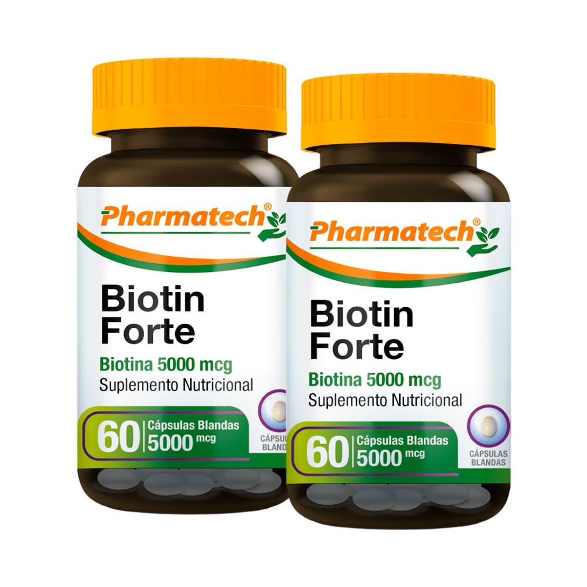 PHARMATECH - Biotin 5,000Mcg Pharmatech 60 Caps Blandas Pack X2