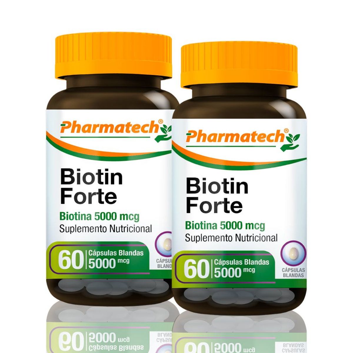 PHARMATECH - Biotin 5,000Mcg Pharmatech 60 Caps Blandas Pack X2
