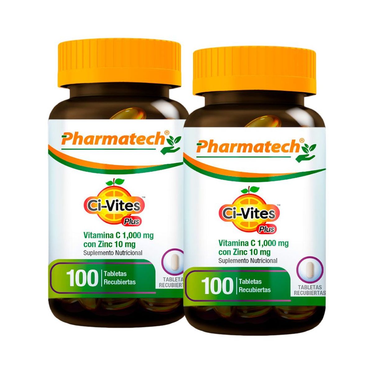 PHARMATECH - Vamina C 1000Mcg / Zinc 10Mg Pharmatech 100 Tabletas Pack X2