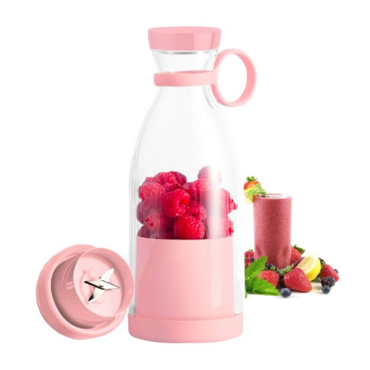HYGGE - Botella Licuadora Portátil Recargable USB Rosado