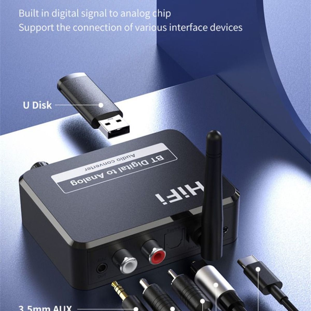 UNIVERSAL - Adaptador Bluetooth 5.0 Usb Mp3 Audio Digital a Analógico