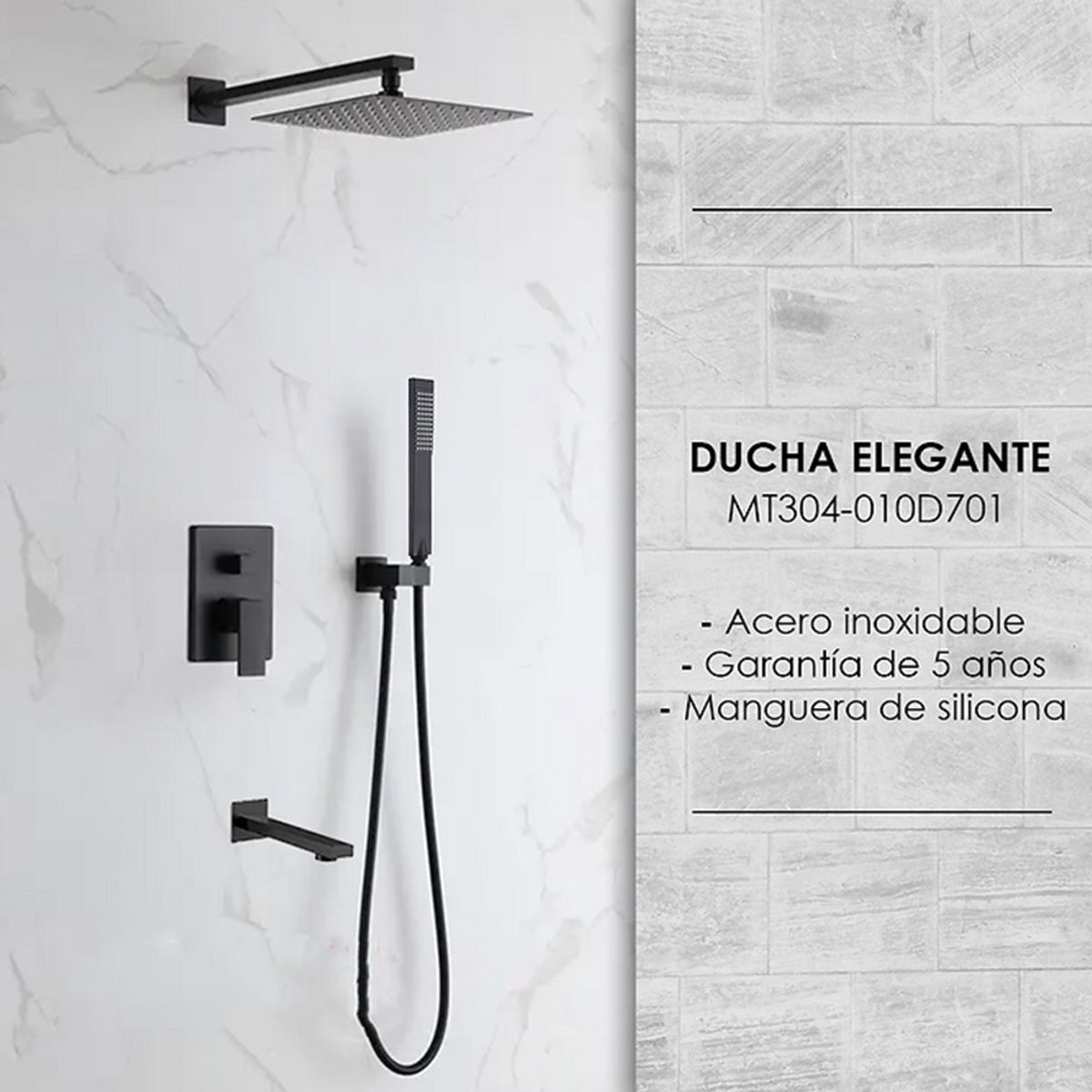 XM - MEZCLADORA PARA BAÑO Y TINA NEGRO CUADRADO MT304- 010D701