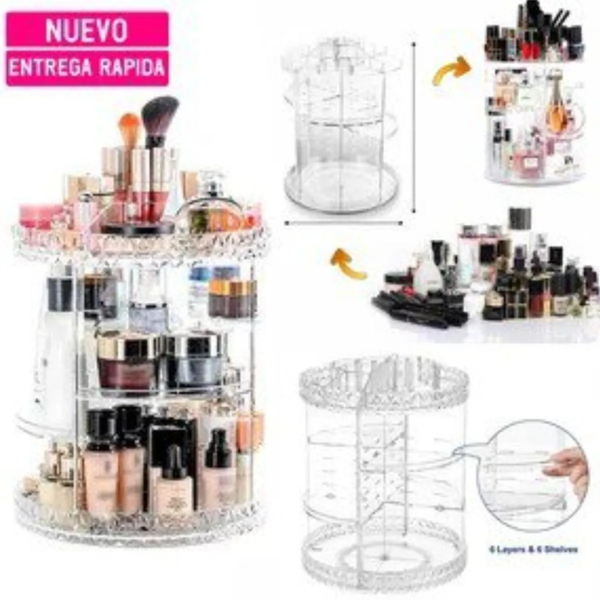 OEM - Organizador de Maquillaje Acrílico Giratorio 360 Grados