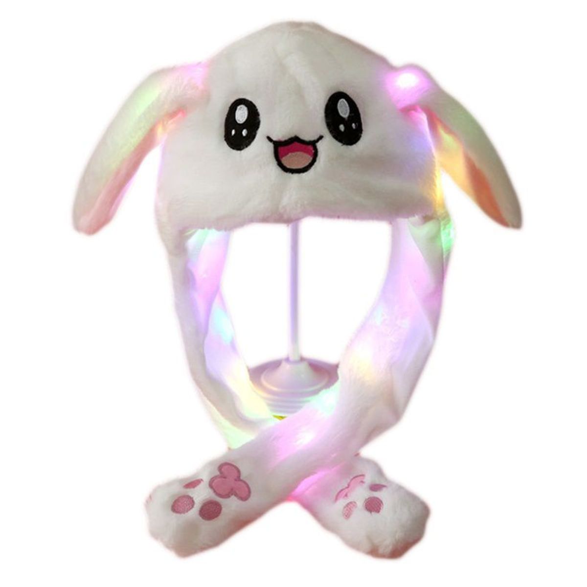 GENERICO - Gorro de peluche con diseño de orejas brillantes con luces LED