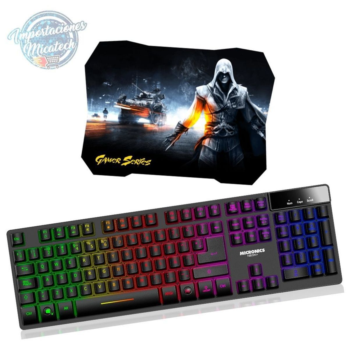 MICRONICS - Teclado Gamer Semimecánico Neon Micronics  Pad