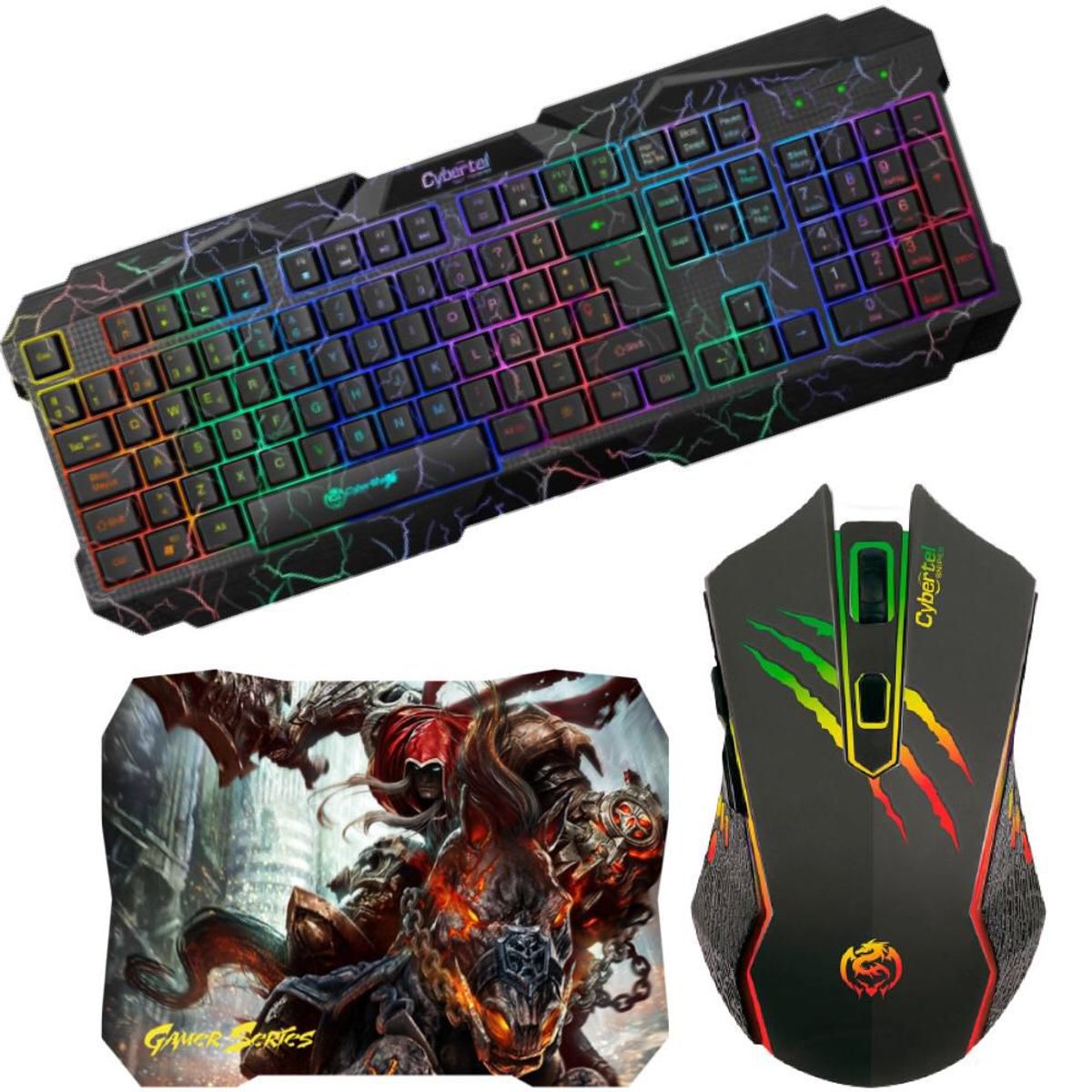 CYBERTEL - Kit Gamer Cybertel Teclado Twister  + Mouse Sniper  + Pad
