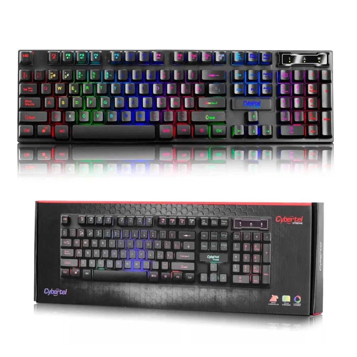CYBERTEL - Teclado Gamer Semi Mecánico Cybertel Extreme Luces Rgb