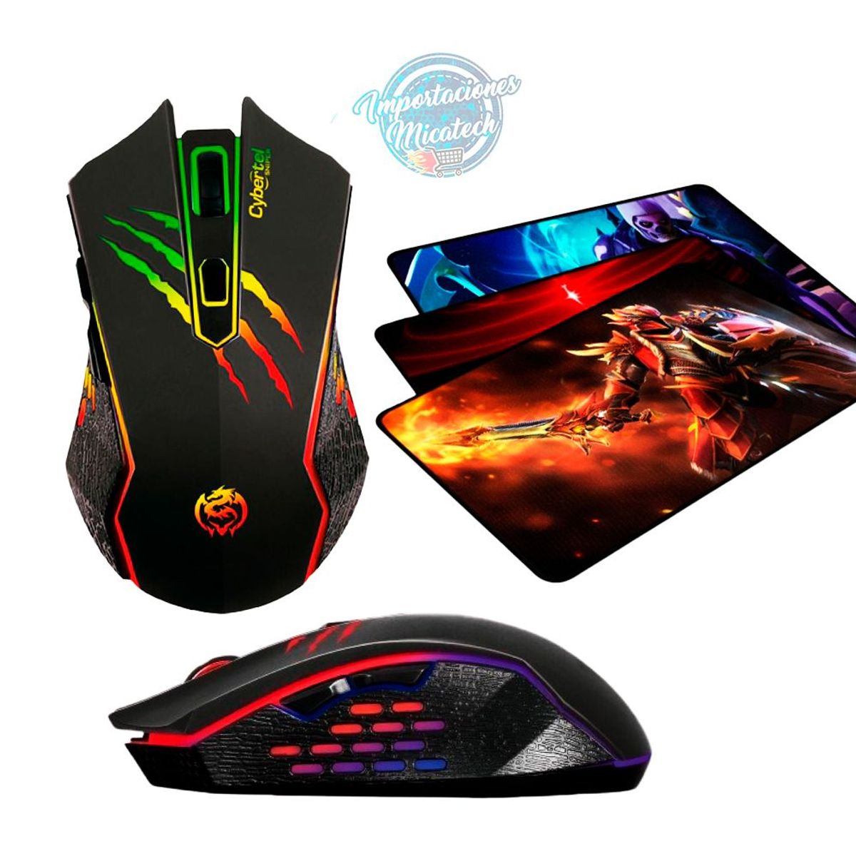 CYBERTEL - Mouse Gamer Cyb Sniper 3200Dpi Rgb 6B  Pad