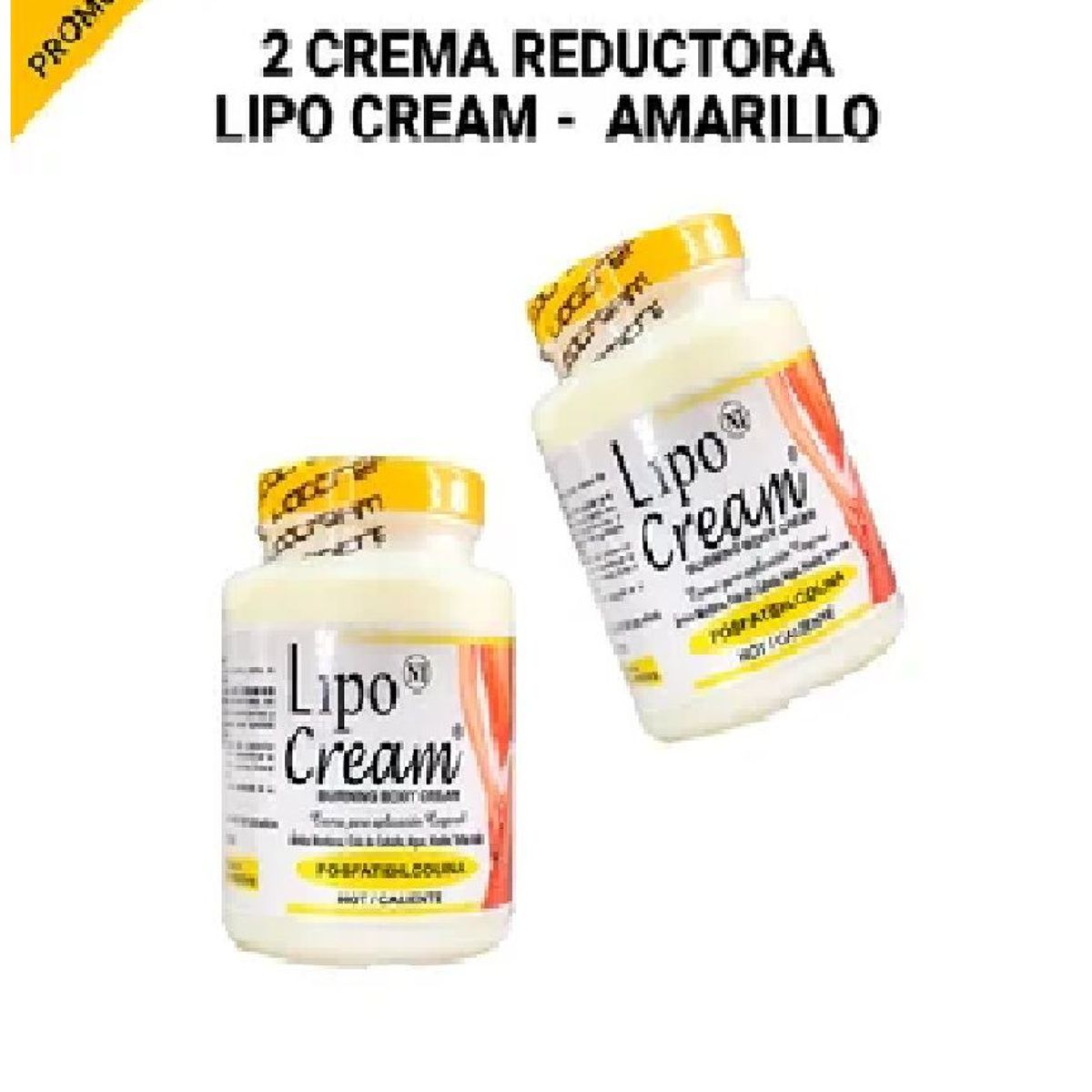 GENERICO - Pack De 2 Crema Reductora Lipo Cream - Tapa Amarilla