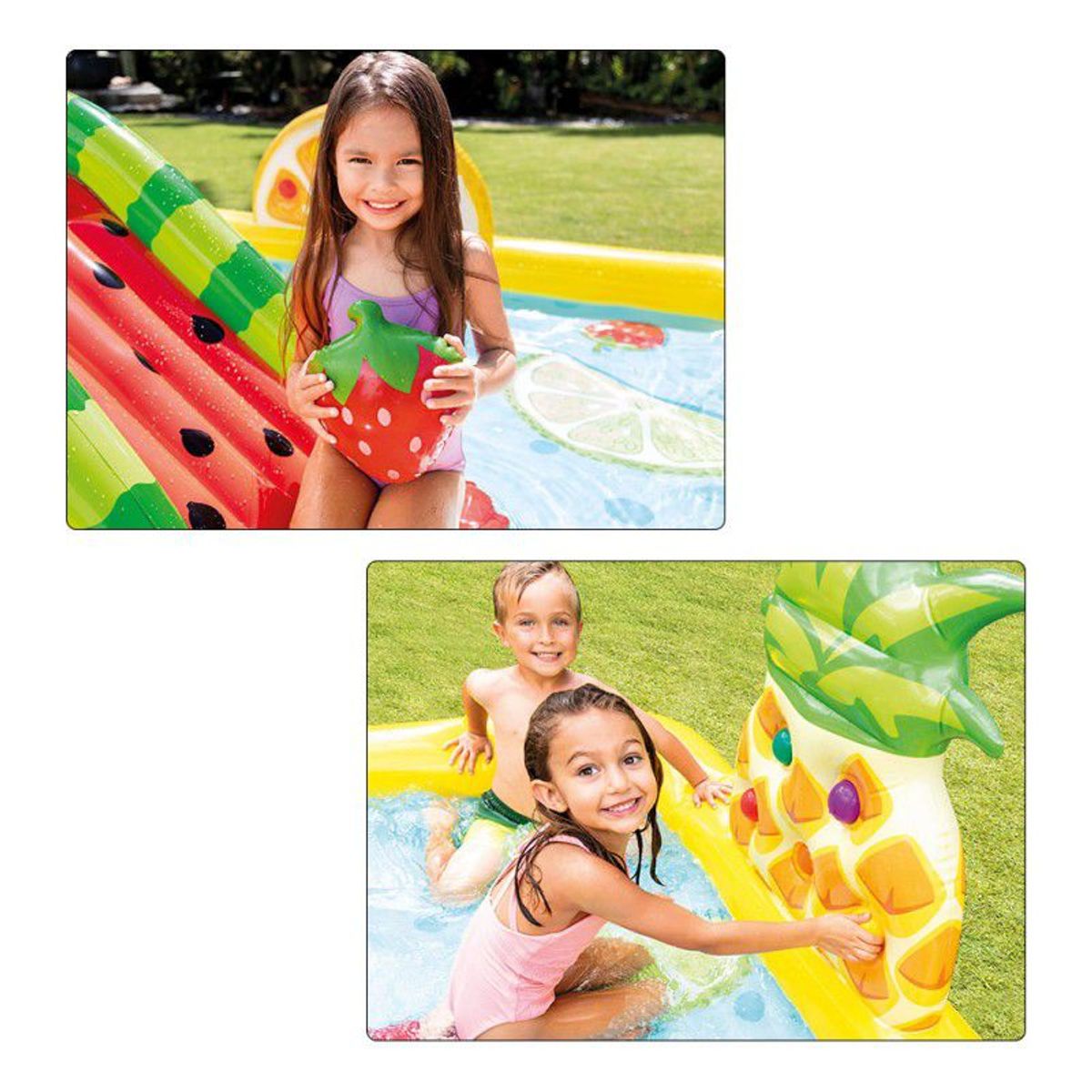 INTEX - Piscina Inflable, Centro de Juego con tobogán de frutas  - INTEX