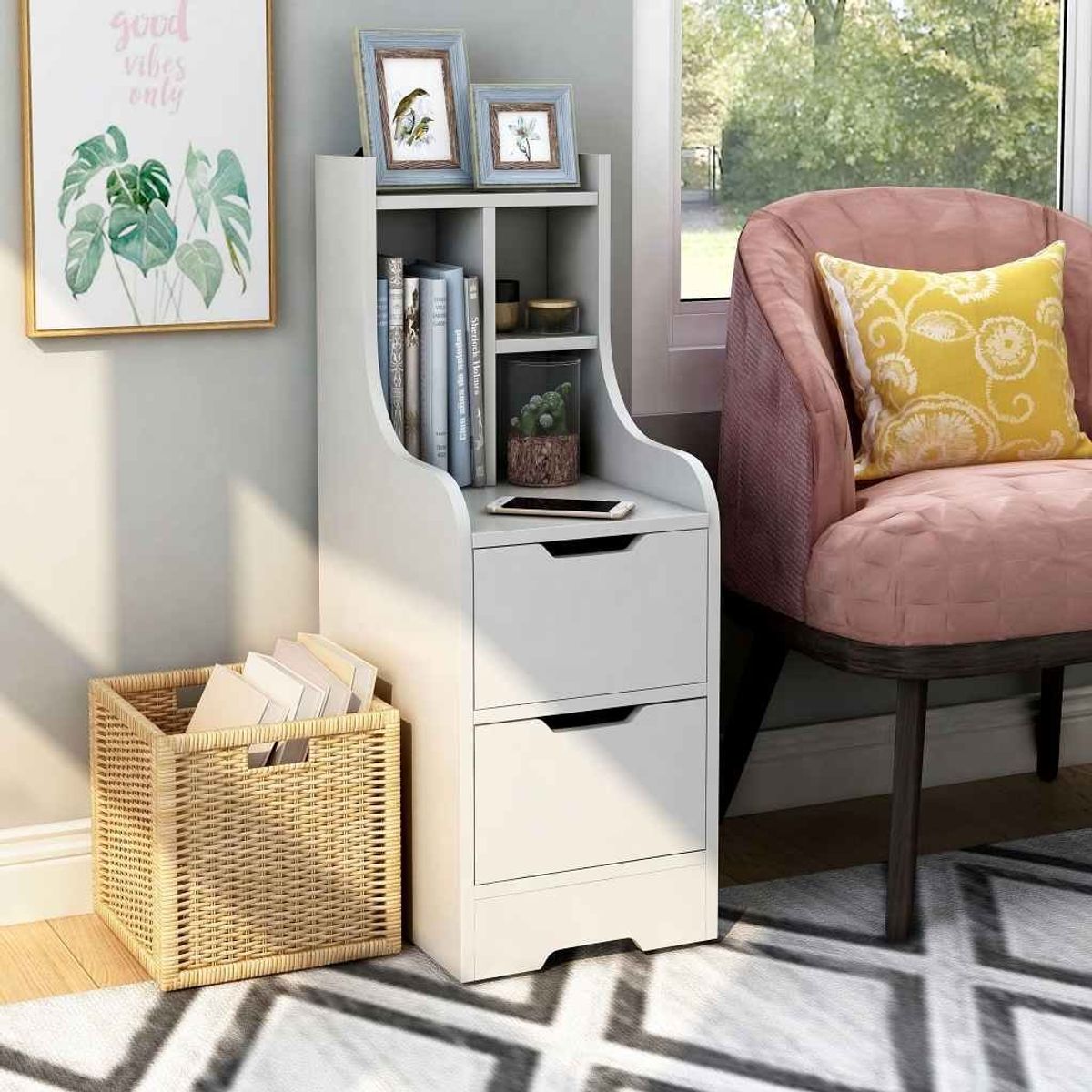 VENTITAS HOME - Mesa de Noche Velador Vintage Grecia Ventitas Home Color Blanco