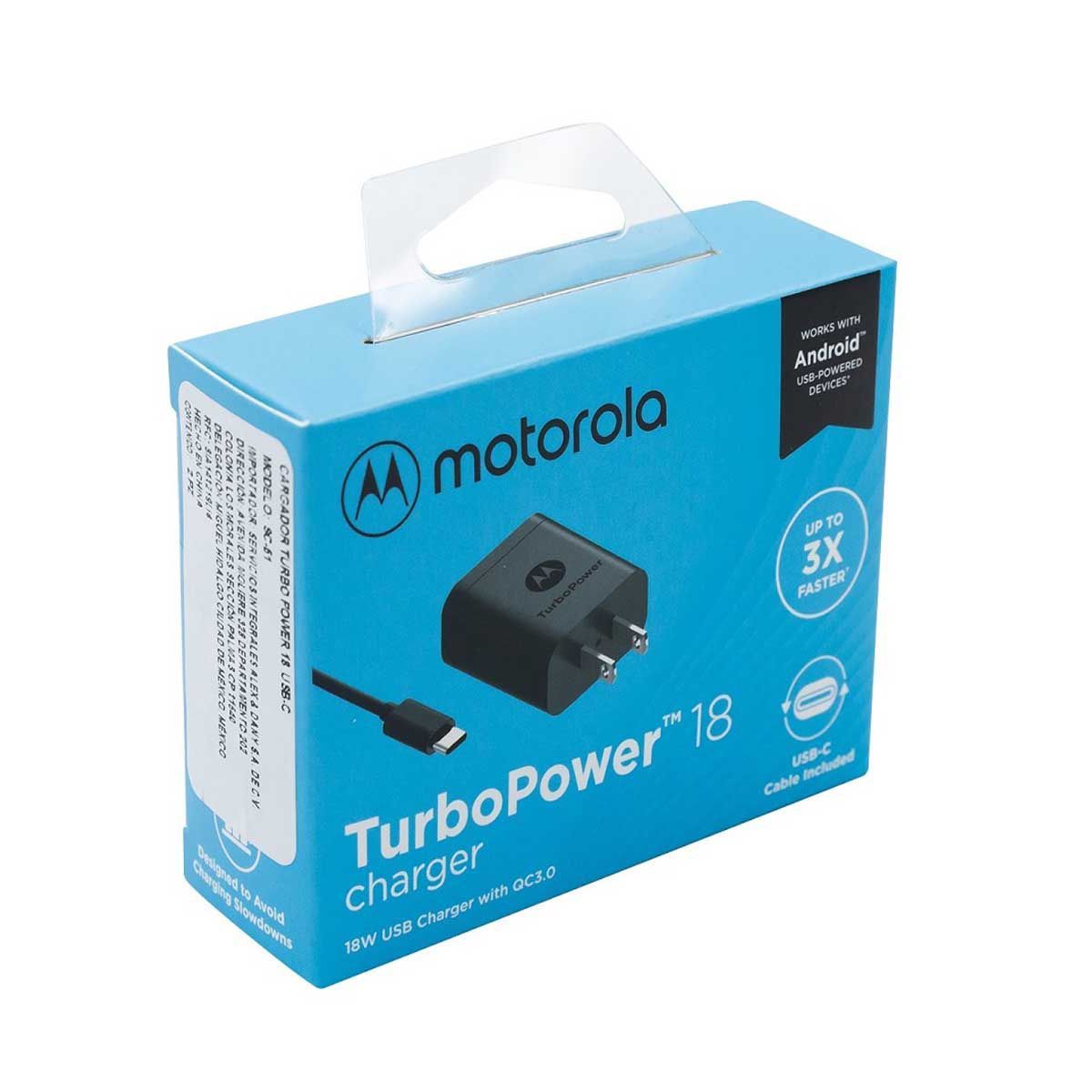 MOTOROLA - Cargador Motorola 18W para Moto G7 G7 Play G7 Plus G6 Plus - Negro