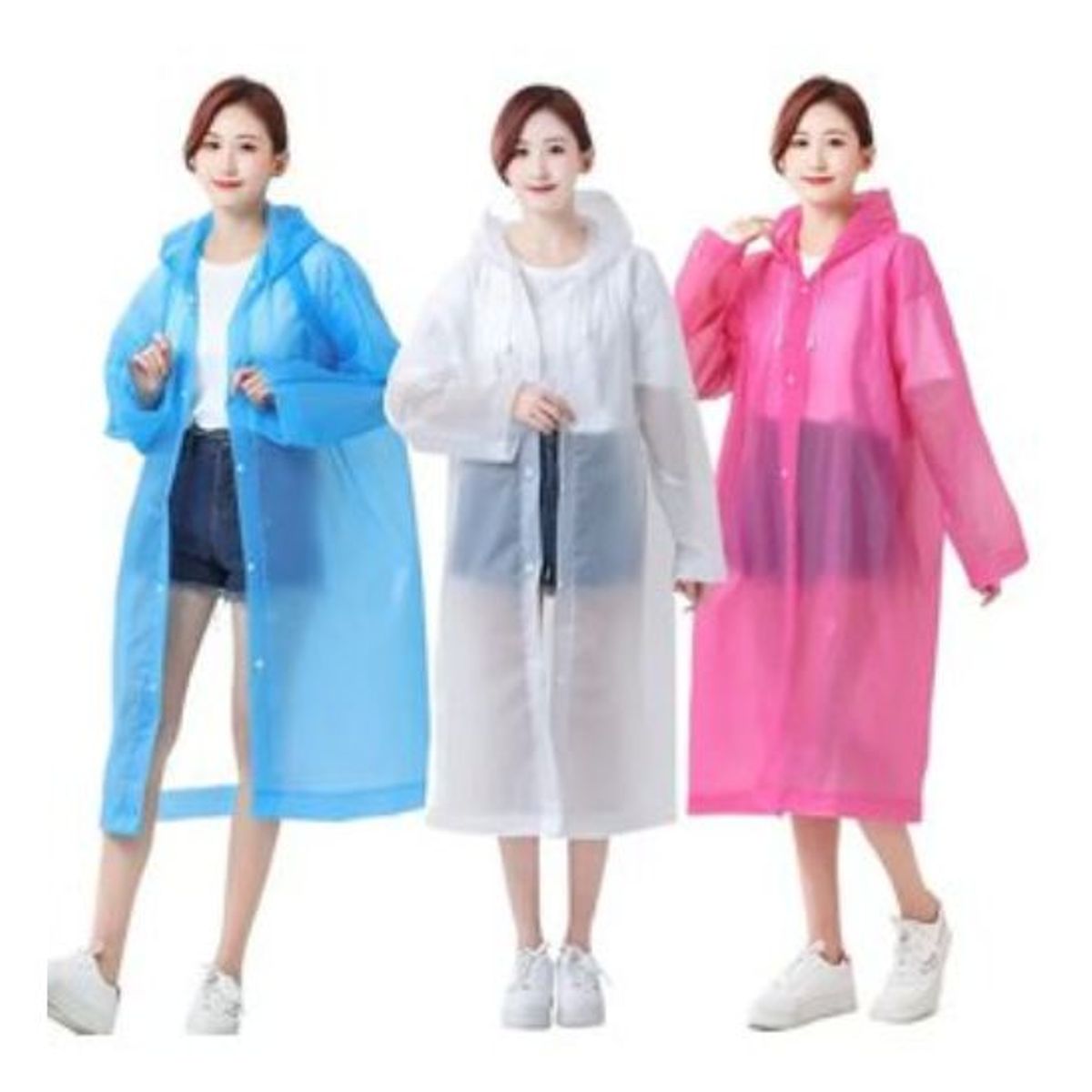 GENERICO - Poncho Ligero Impermeable con capucha y botones