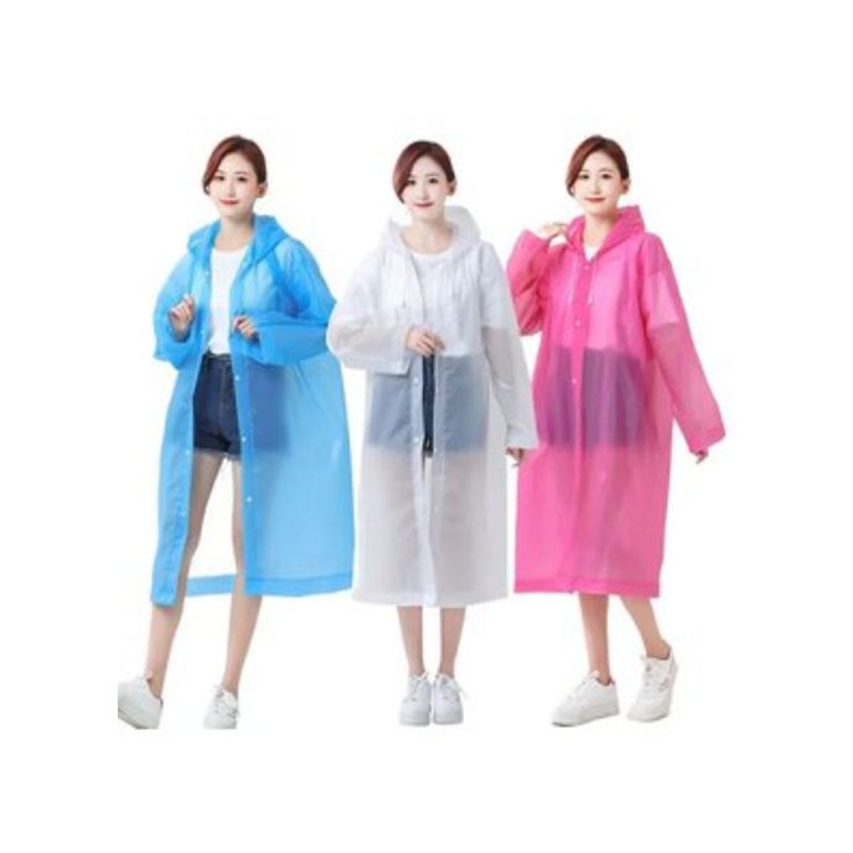 GENERICO - Poncho Ligero Impermeable con capucha y botones