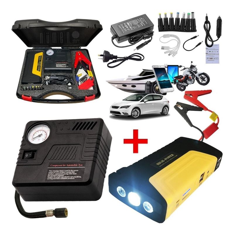 OEM - Kit de Emergencia Arrancador Batería Compresor Auto Carro Recargable